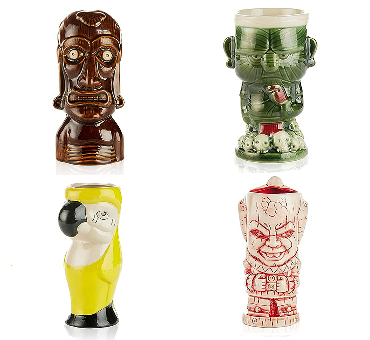 Ceramic Hawaiian Luau Tiki Mug Set of 4-0