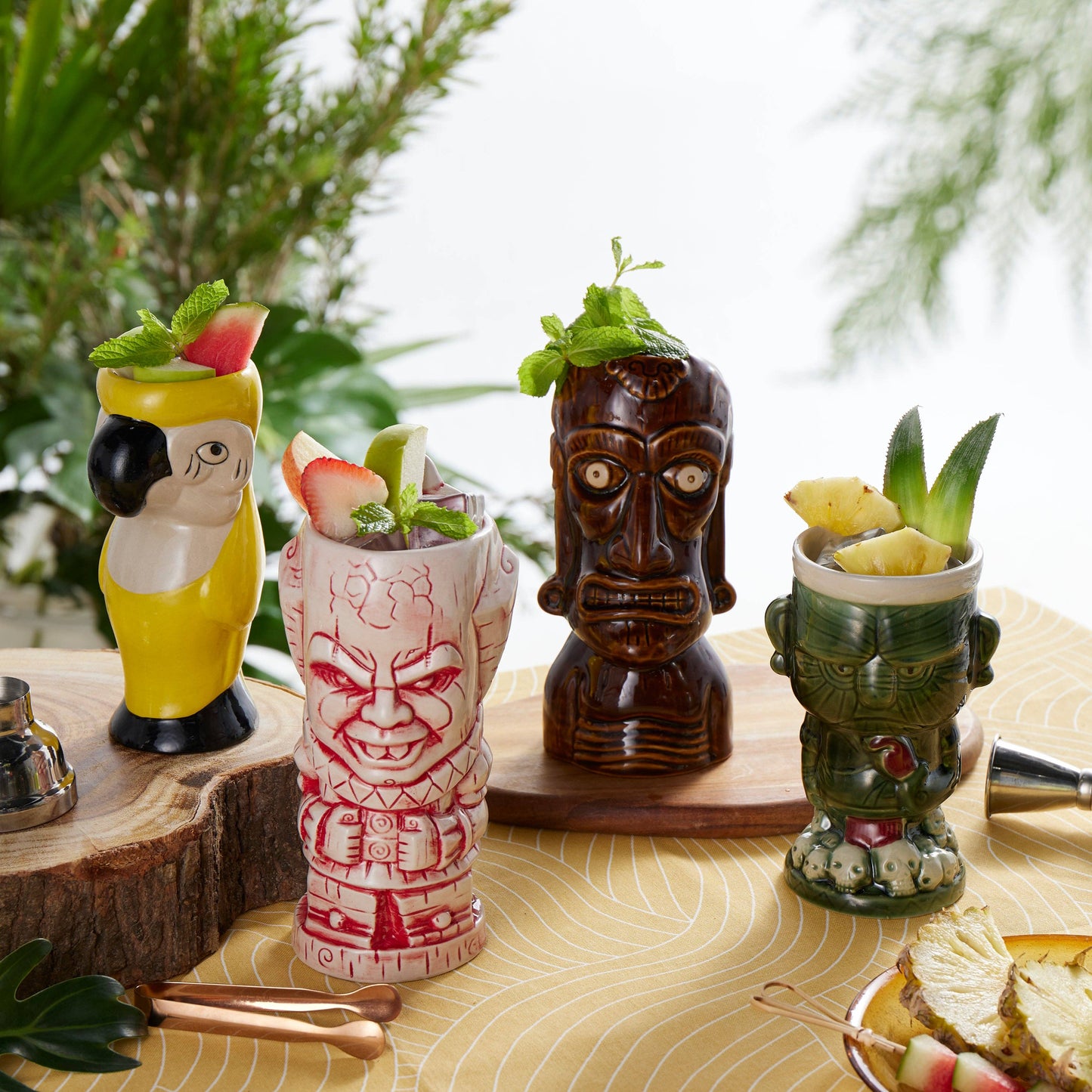 Ceramic Hawaiian Luau Tiki Mug Set of 4-1