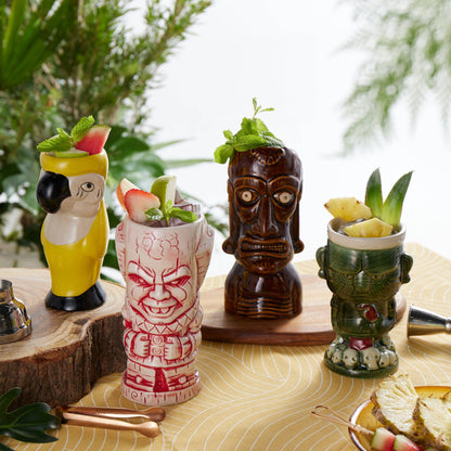 Ceramic Hawaiian Luau Tiki Mug Set of 4-1