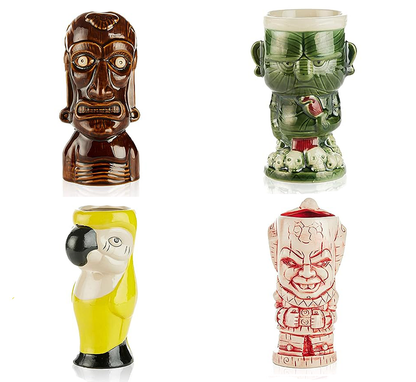 Ceramic Hawaiian Luau Tiki Mug Set of 4-0